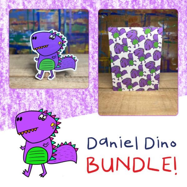 Daniel Dino - Sticker and Matching Notecard Bundle