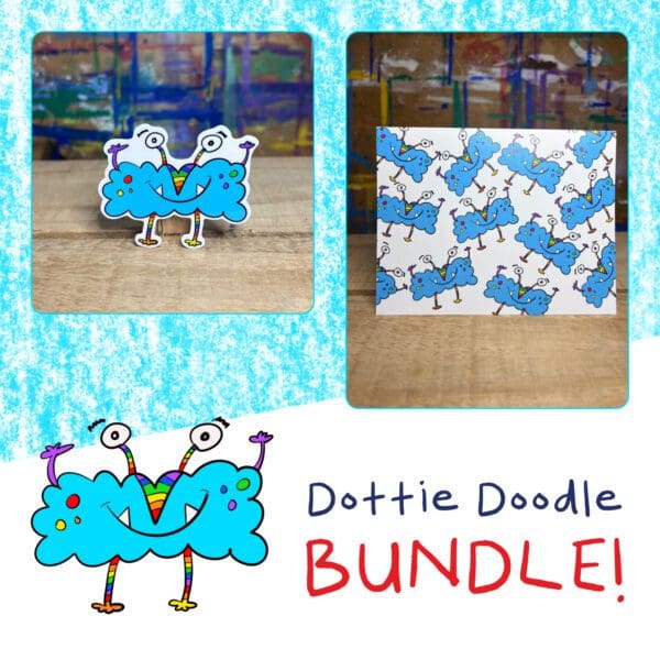 Dottie Doodle - Sticker and Matching Notecard Bundle