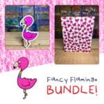 Fancy Flamingo - Sticker and Matching Notecard Bundle