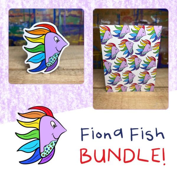 Fiona Fish - Sticker and Matching Notecard Bundle