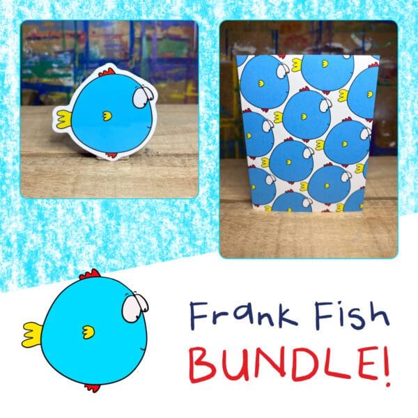 Frank Fish - Sticker and Matching Notecard Bundle