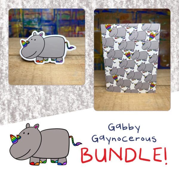 Gabby Gaynocerous - Sticker and Matching Notecard Bundle