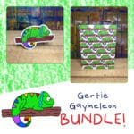 Gertie Gaymeleon - Sticker and Matching Notecard Bundle