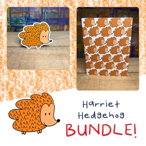 Harriet Hedgehog - Sticker and Matching Notecard Bundle