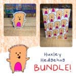 Huxley Hedgehog - Sticker and Matching Notecard Bundle