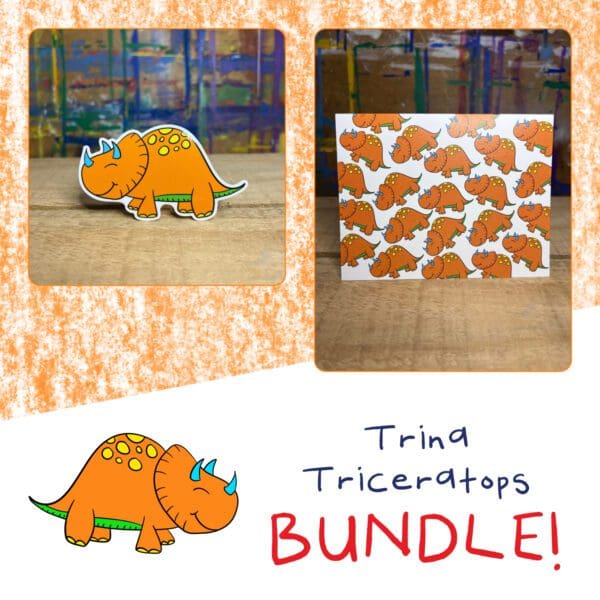 Trina Tricertatops Sticker and Notecard Bundle